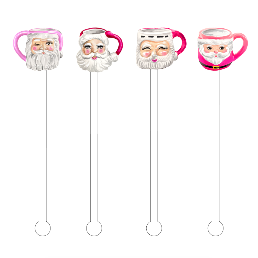 Preppy Pink Saint Nick Mugs Acrylic Stir Sticks Combo