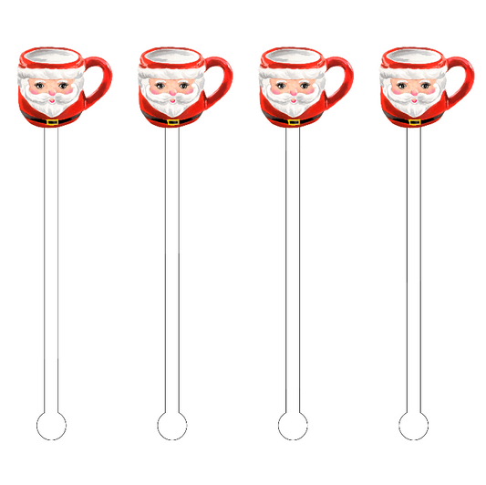 Cute As A Button Santa Mugs Acrylic Sticks