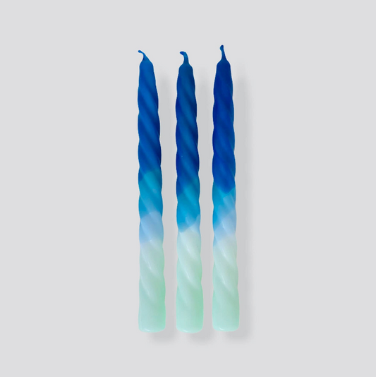 Dip Dye Twisted * Shades of Blueberry Twist Taper Candles